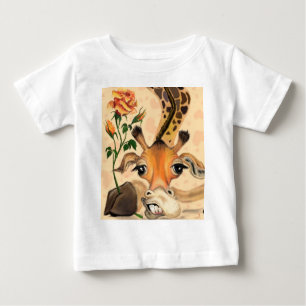 Camiseta De Bebé Funny Baby T-Shirt Gentleman Giraffe con Rosa