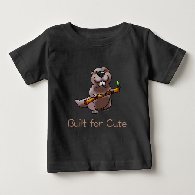 Camiseta De Bebé Funny Beaver Cartoon – Built for Cute (Anverso)