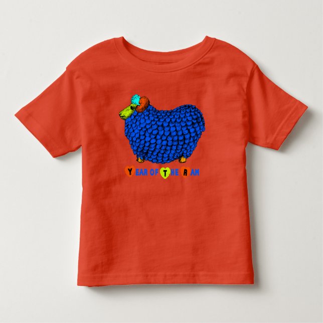 Camiseta De Bebé Funny Blue Ram Año Chino Zodiac Toddler T (Anverso)