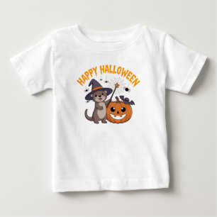 Camiseta De Bebé Funny Calabaza Otter Lover Feliz Halloween 2025