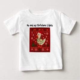 Camiseta De Bebé Funny Goose Christmas Lights Kids T-Shirt – Editab