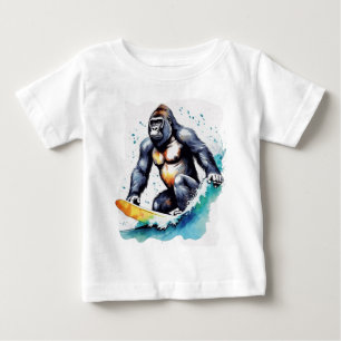 Camiseta De Bebé Funny gorilla surfing