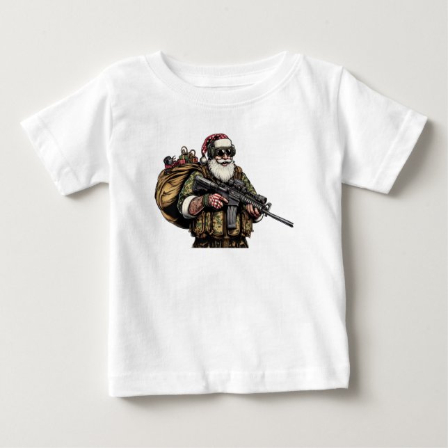Camiseta De Bebé Funny Military/Navidades Santa (Anverso)