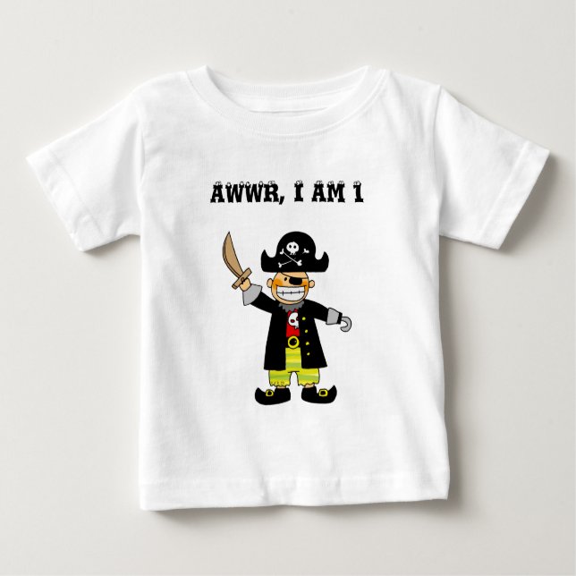 Camiseta De Bebé Funny Pirate Cumpleaños Edad 1 Diseño (Anverso)
