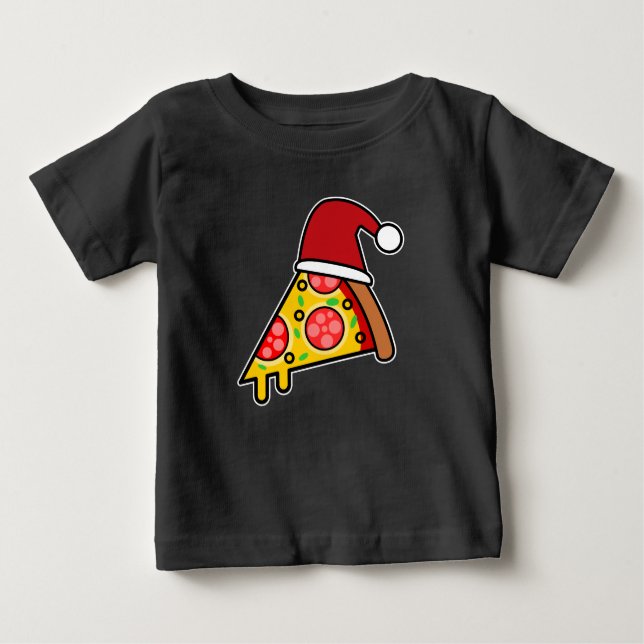 CAMISETA DE BEBÉ FUNNY PIZZA SLICE SANTA (Anverso)