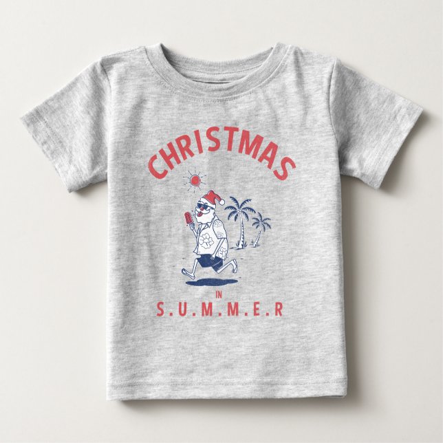 Camiseta De Bebé Funny Santa En Los Navidades De Verano En Julio (Anverso)