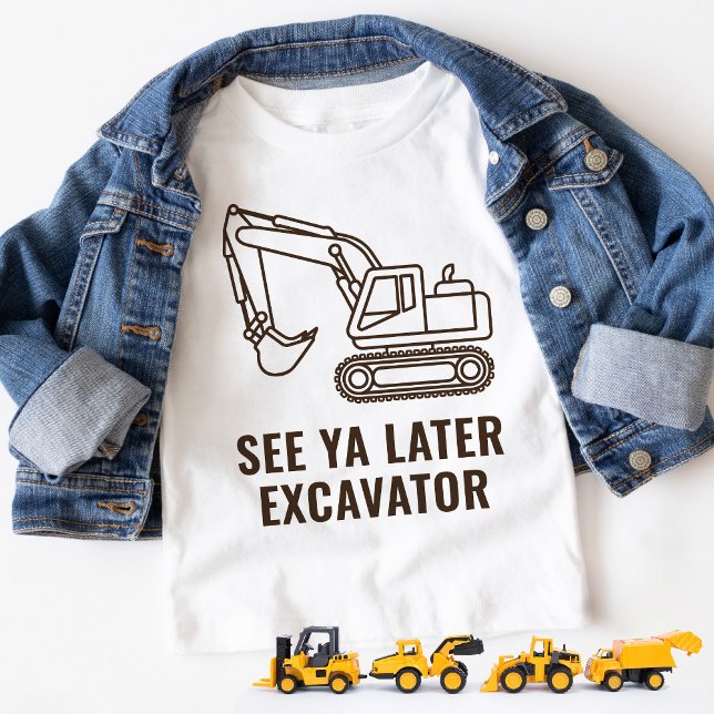 Camiseta De Bebé Funny See Ya Después Excavator Construcción Cumple (Funny see ya later excavator construction truck theme kids boy birthday party toddler t-shirt gift)