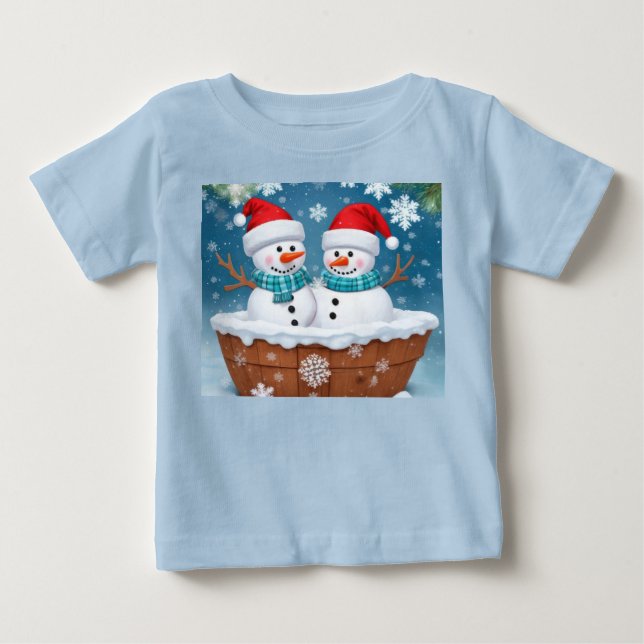 Camiseta De Bebé Funny Snowmen Toddler Tshirt (Anverso)
