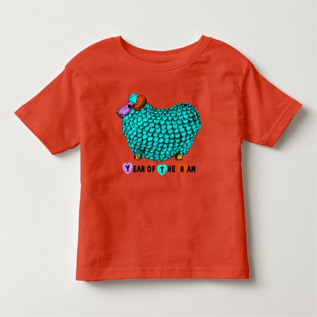 Camiseta De Bebé Funny Turquoise Ram Año Chino Zodiac Toddant T (Anverso)