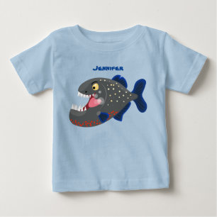 Camiseta De Bebé Furioso ilustracion personalizado de piranha
