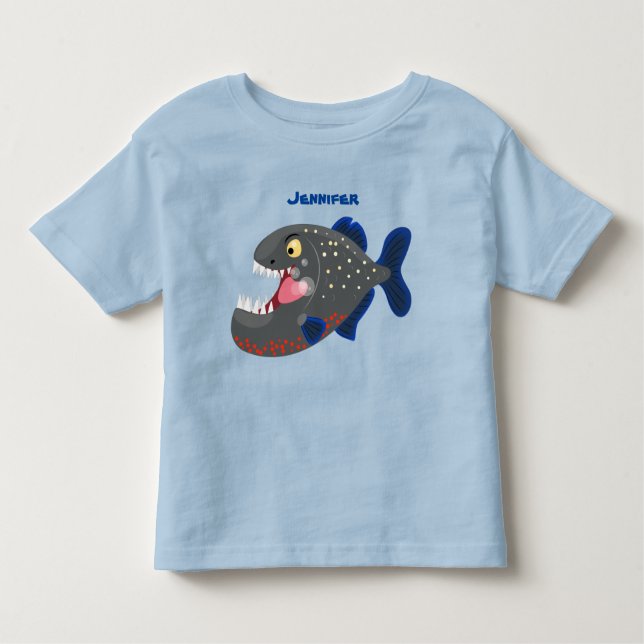 Camiseta De Bebé Furioso ilustracion personalizado de piranha (Anverso)