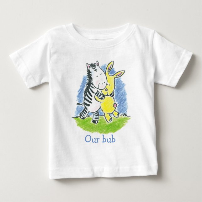 Camiseta De Bebé Furry Friends Abrazando niños Tees (Anverso)