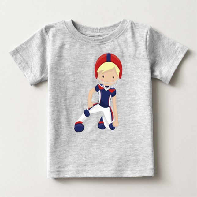 Camiseta De Bebé Fútbol Americano, Chico Guapo, Cabello Rubio, Rugb (Anverso)