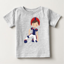 Camiseta De Bebé Fútbol americano, chico lindo, pelo marrón, gafas