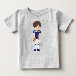 Camiseta De Bebé Fútbol americano, pelo marrón, chico lindo, gafas