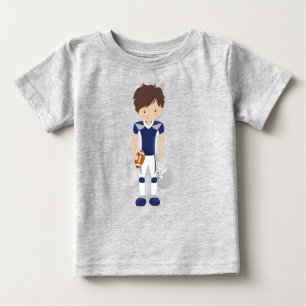 Camiseta De Bebé Fútbol americano, pelo marrón, chico lindo, gafas