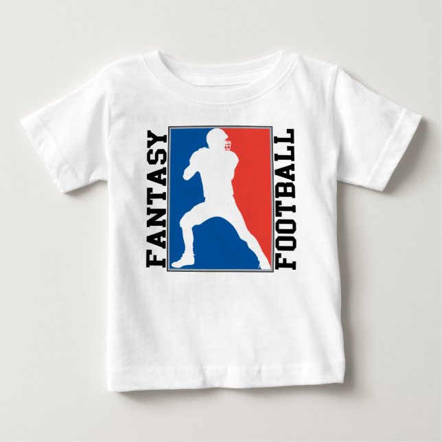Camiseta De Bebé Fútbol de la fantasía, logotipo blanco y azul rojo (Anverso)