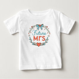 Camiseta De Bebé Future Sra. Flores Hojas Corazones Rojo Azul