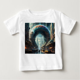 Camiseta De Bebé Futurista portal de planetas alienígenas con puert