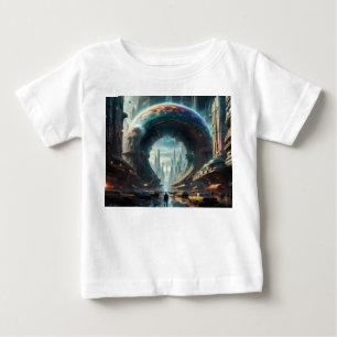 Camiseta De Bebé Futurista portal de planetas alienígenas con puert