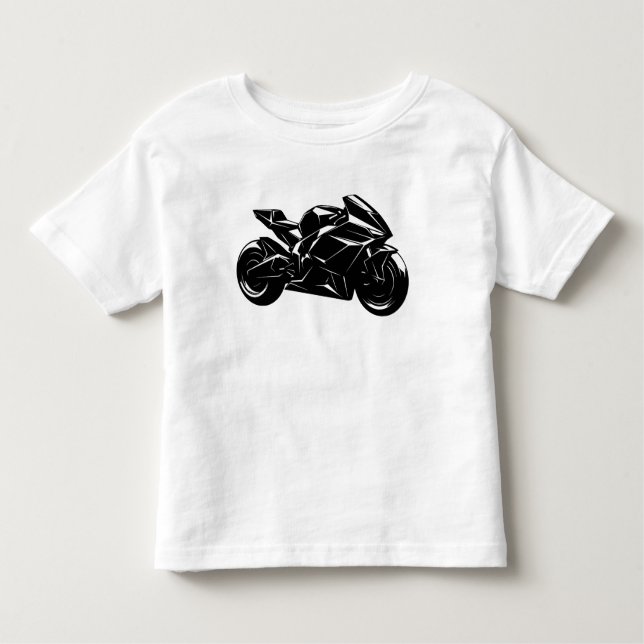 Camiseta De Bebé Futuristic Motorcycle Black White Vector  (Anverso)
