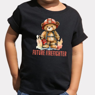 Camiseta De Bebé Futuro bombero acuarela Fireman Teddy Bear