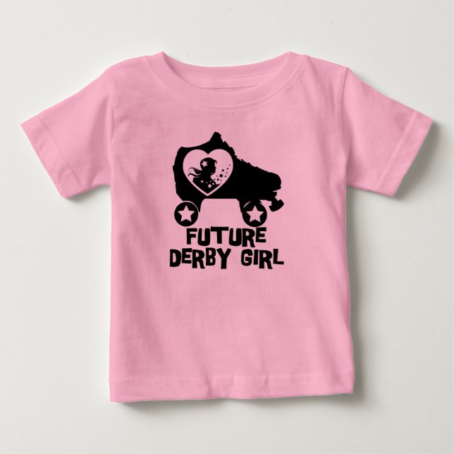 Camiseta De Bebé Futuro Chica Derby, diseño de patinaje sobre rueda (Anverso)