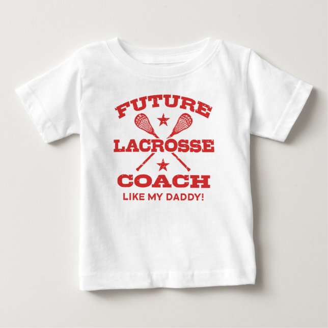 Camiseta De Bebé Futuro entrenador de Lacrosse como mi papá (Anverso)