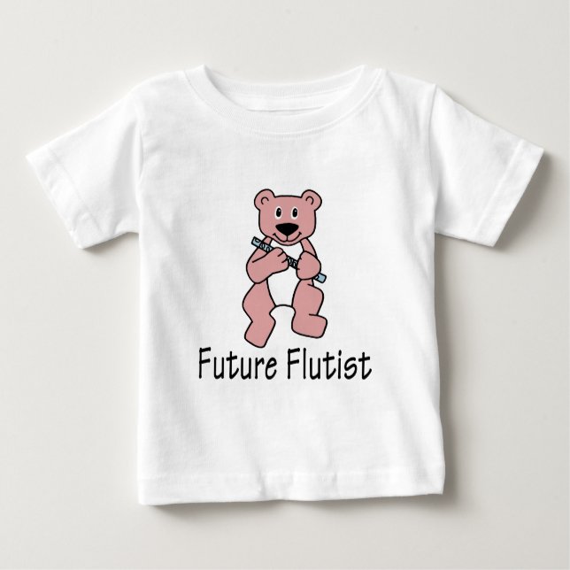 Camiseta De Bebé Futuro Flutista/ Oso (Anverso)