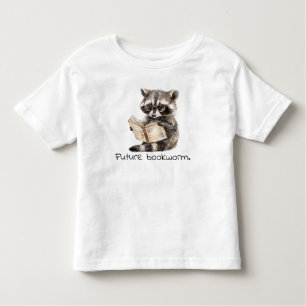 Camiseta De Bebé Futuro gusano de biblioteca Raccoon leyendo bebé