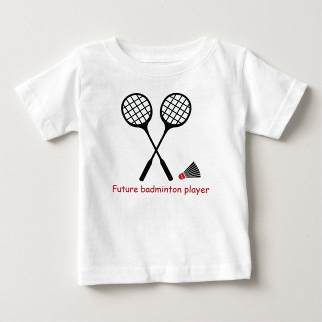 Camiseta De Bebé Futuro jugador de bádminton, racquet y lanzadera (Anverso)