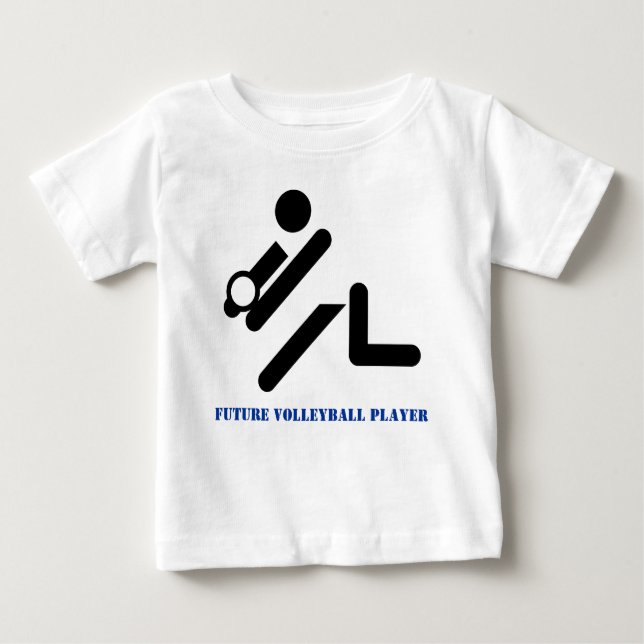 Camiseta De Bebé Futuro jugador de voleibol negro, personalizado az (Anverso)