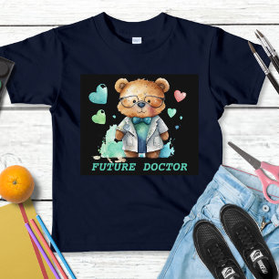 Camiseta De Bebé Futuro Médica acuarela Médico Teddy Bear