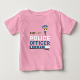 Camiseta De Bebé Futuro Oficial de Policía Cargando Rosa Personaliz