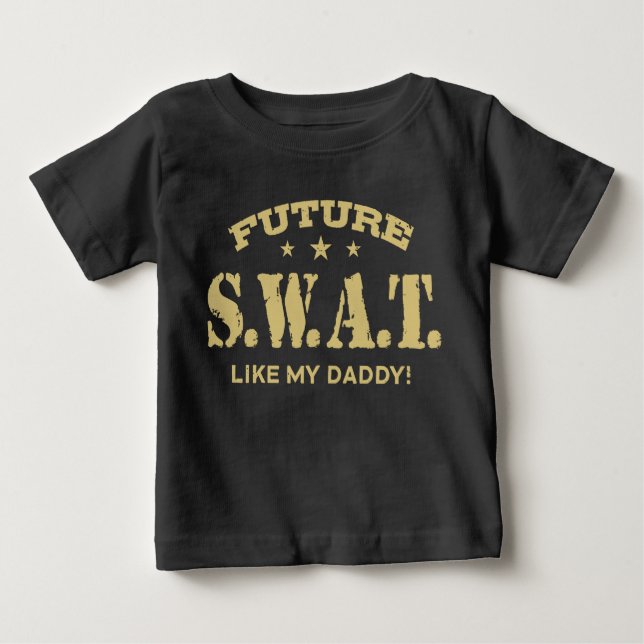 Camiseta De Bebé Futuro Swat Como Mi Papi (Anverso)