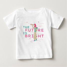 Camiseta De Bebé Futuro Telescopio Chica brillante Verde Rosa