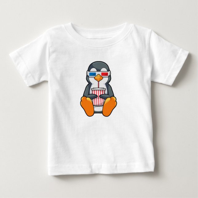 Camiseta De Bebé Gafas de cine pingüino Taza de bebida (Anverso)