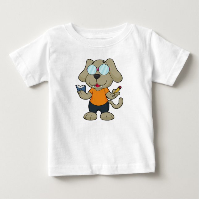 Camiseta De Bebé Gafas de libros de Dog Nerd (Anverso)