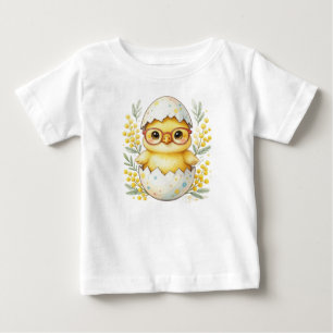 Camiseta De Bebé Gafas de pollito de Pascua lindas flor de mimosa