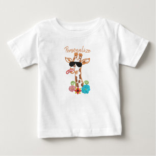 Camiseta De Bebé Gafas de sol de jirafa tonta Cara divertida sarcás