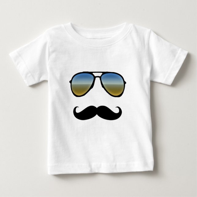 Camiseta De Bebé Gafas de sol retro divertidas con bigote (Anverso)