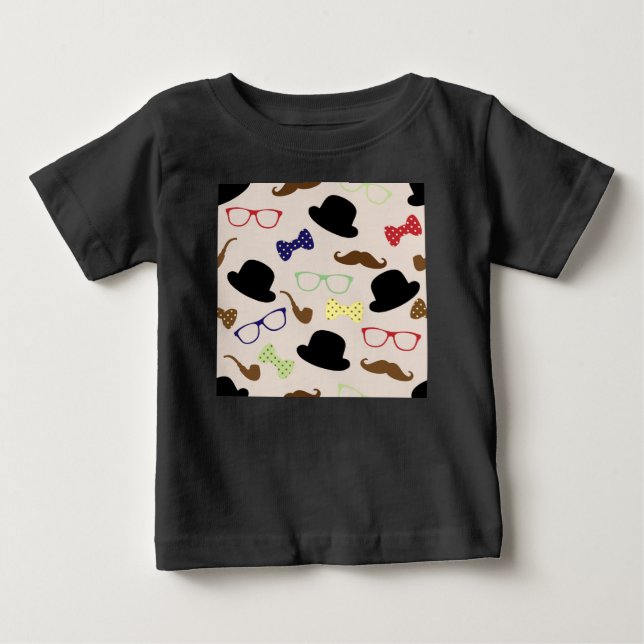 Camiseta De Bebé Gafas, Gorras y bigote (Anverso)