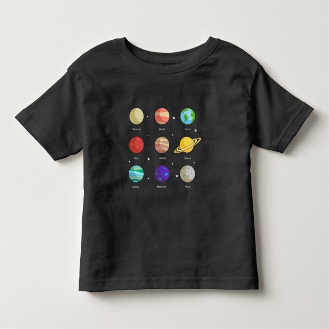 Camiseta De Bebé Galaxia espacial Planetas solares Venus Mars Jupit (Anverso)