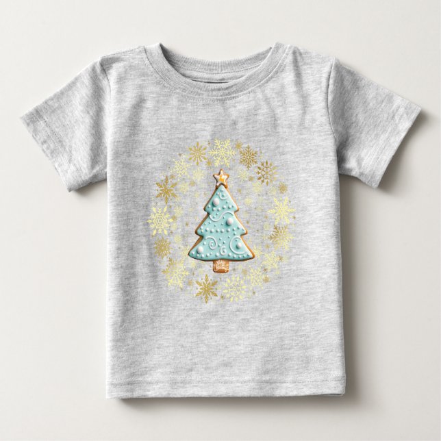 Camiseta De Bebé Galleta de jengibre, Navidad dorada (Anverso)