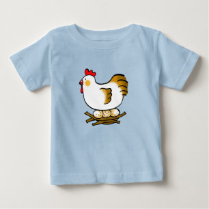 Camiseta De Bebé Gallina de Dibujos Animados Adorable en el Nido co