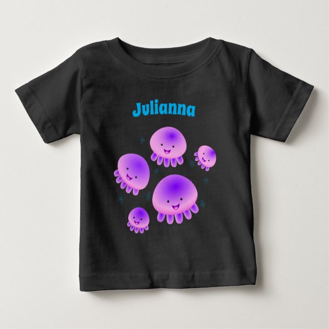 Camiseta De Bebé Gallito rosa morado kawaii personalizado (Anverso)