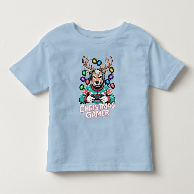 Camiseta De Bebé Gamer Christmas Gifts Reindeer Gaming (Anverso)
