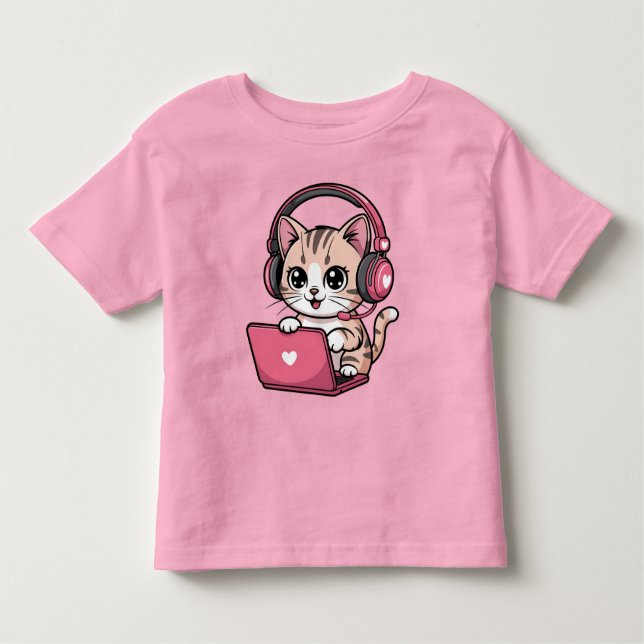 Camiseta De Bebé Gamer Girl Cat Gaming Cute (Anverso)