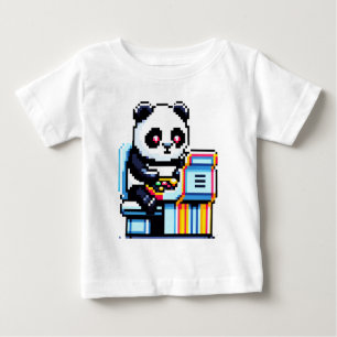 Camiseta De Bebé Gamer Panda - Diseño de arcada de arte de píxeles