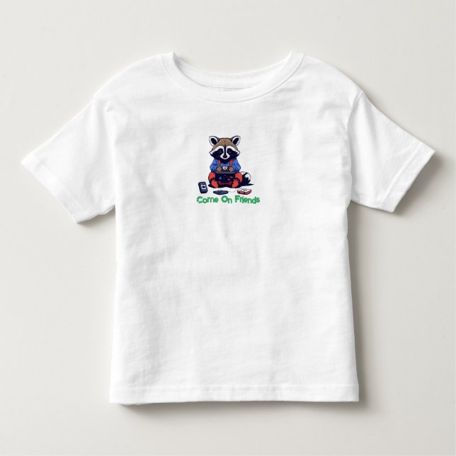 Camiseta De Bebé Gamer Raccoon: Levántate con la camiseta del bebé  (Anverso)